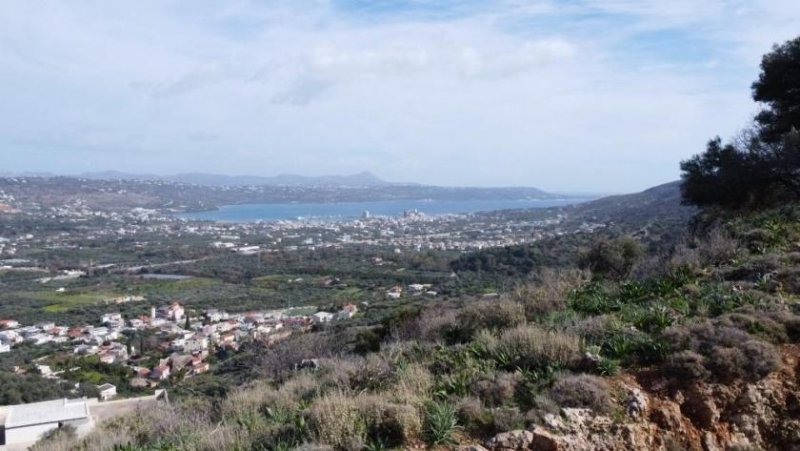 Malaxa Kreta, Malaxa: Grundstück mit Blick auf Meer und Stadt zu verkaufen Grundstück kaufen